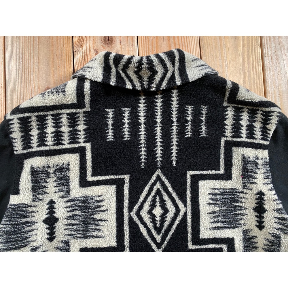 Pendleton Dry Goods XL Full Zip Southwestern Fleece Canvas Aztec Jacket Black - Picture 7 of 11